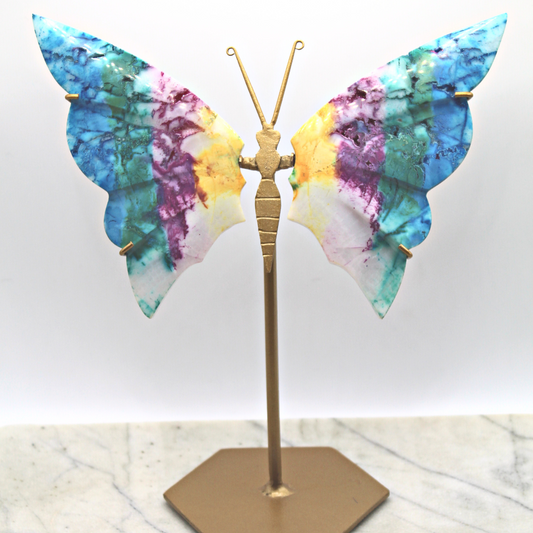 Tie-Dye Snow Agate Butterfly Display
